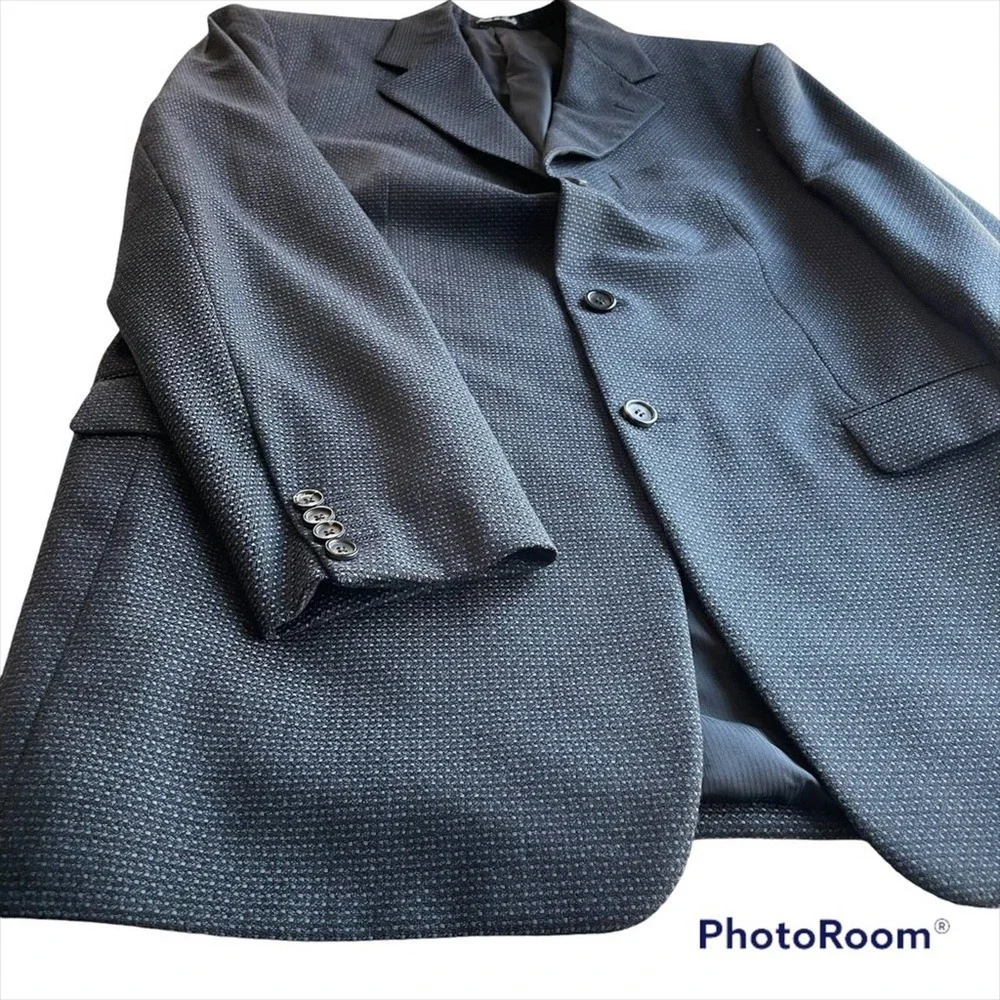 PAL ZILERI GRUPPO FORALL Mens Jacket Blazer Navy Blue Black Size 46L Sport Coat